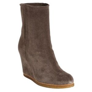 Stuart Weitzman Taupe Suede Leather Bootscout Hidden Wedge Booties Size 7.5-8